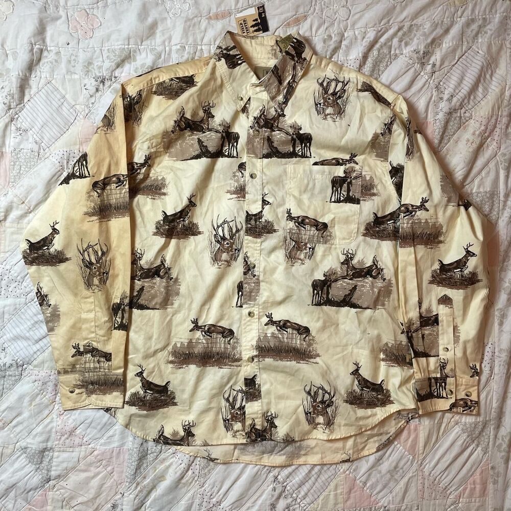 outdoor life vintage y2k nwt western button up shirt with deer print size large